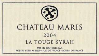 Chateau Maris Syrah La Touge Minervois 2004 