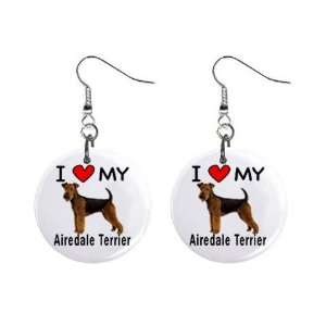  I Love My Airedale Terrier Button Earrings Everything 