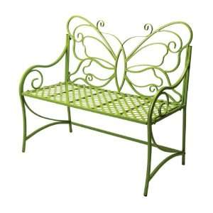  40 Whimsical Bright Green Butterfly Garden Patio Bench 