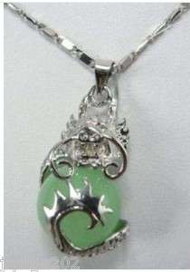 Natural Jade Silver Dragon Pendant & Necklace  