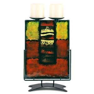   Tall Rectangular Fused Glass Double Candle Holder: Home & Kitchen