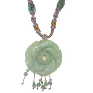   Necklace Pendant Dangle with Multiple Jade Beads Made with Lavender