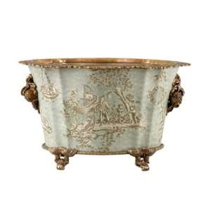   Celadon Toile Planter with Stand, 16 x 13 x 10 (in.)