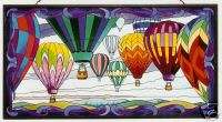 HOT AIR BALLOONS * 19x10 COLORFUL STAINED GLASS PANEL  