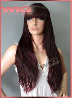 Long Wavy Burgundy Hair Wig 12292  