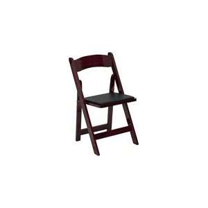   Mahogany Wood Folding Chair   Padded Vinyl Seat: Home & Kitchen