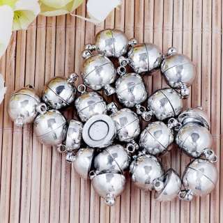 20p Wholesale Silvery Magnetic Ball Clasps Finding 10mm  