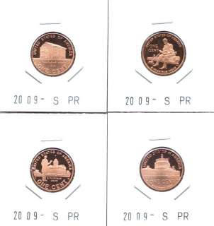 BU** 2009 S PROOF 4 COIN LINCOLN BICENTENNIAL CENT PENNY SET  