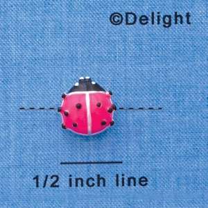  B1293 tlf   Hot Pink Ladybug   Silver Bead