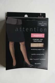 NEW ATTENTION WOMENS Blush SIZE B CONTROL TOP Leg SUPPORT PANTYHOSE 