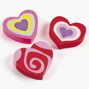  24 Valentine Heart Shaped Erasers: Toys & Games