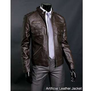 Premium Dark Brown Mens Rider Leather Jacket US Size M  