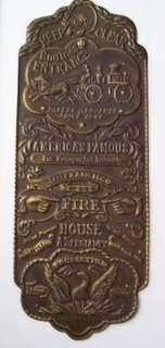 FIRE HOUSE 256: Vintage San Francisco Firefighting Brass Door Plate 