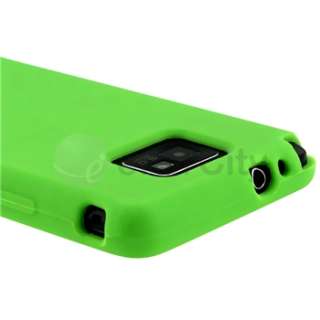 Green Silicone Case+Privacy Guard+USB+Stylus For Samsung Galaxy S II 