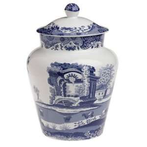   Spode Blue Italian Earthenware Cookie Jar and Cover: Kitchen & Dining