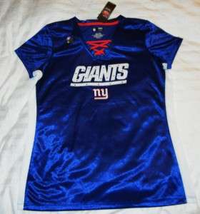Womens NFL NEW YORK GIANTS Blue *BRAND NEW* Bling Jersey shirt NWTSz 