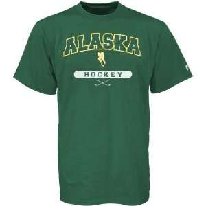  Russell Alaska Seawolves Green Hockey T shirt