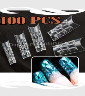 100pcs Transparent Mosaic French Acrylic UV Gel False Nail Art Tips 