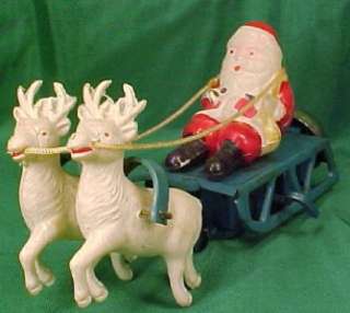 Vintage SANTA CLAUS on SLEIGH WINDUP TOY Celluloid BELL  