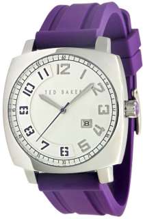 Purple Rubber Band TED BAKER Mens New Watch Silver Tone  