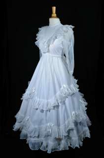  60s Southern Belle WEDDING GOWN BRIDAL Dress Tulle FORMAL Victorian M