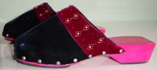 Cute! Jean Michel Cazabat Velvet Designer Shoes Clogs Size 6 36  