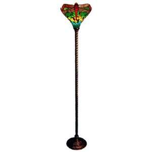   Style Dragonfly Torchiere Floor Lamp in Green Shade: Home & Kitchen