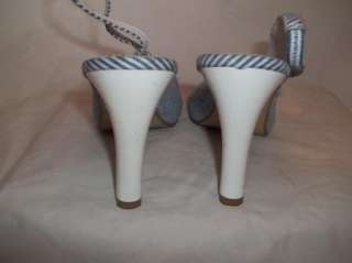 Womens FIONI Slingback Heels Shoes Sz 8 Blue White EUC  