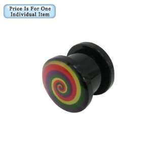  Acrylic Screw Fit Ear Plug with Rainbow Spiral Logo   YO39345 Jewelry