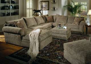 Chenille Fabric Sectional Sofa Chaise Lounge Ottoman  