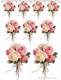 De VF 46 Shabby Romantic Chic Cottage Pink/White Rose Decals