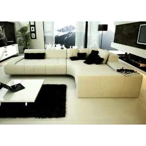  Modern White Compact Bonded Leather Sectional Sofa