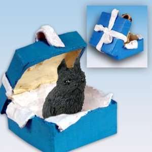  Brussells Griffon Blue Gift Box Dog Ornament   Black: Home 