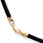 14k Gold 2mm 20in w/ Yellow Clasp Black Rubber Cord Necklace
