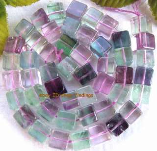 8mm natural multi colored fluorite square cube Beads 16  