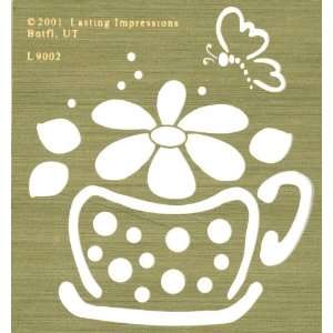  Brass 4x6 Embossing Template Cup With Flower