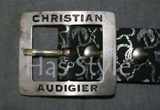 Christian Audigier Chain Spade Black Silver Belt NEW  