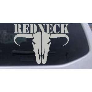 Silver 14in X 10.3in    Redneck Longhorn Skull Country Car Window Wall 