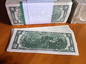 NEW TWO DOLLAR BILL $2 UNCIRCULATED ( $10 FACE VALUE)  