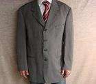   Black Pinstripes Super 100s Wool Mens Italian Formal Work Suit