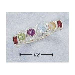  STERLING SILVER GENUINE RAINBOW GEMSTONE RING WITH S 