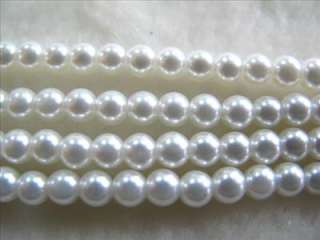 4mm Craft White Round Faux Glass Pearl Loose Beads bdc2  