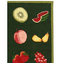 Hand hooked Fruits Hunter Green Wool Rug (53 x 83)  Overstock