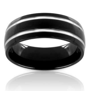 Black plated Stainless Steel Lined Ring  Overstock