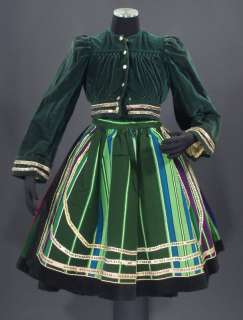   Folk Costume from Lowicz ethnic dress apron blouse wool POLAND  