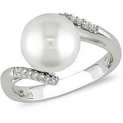   Freshwater Pearl and Diamond Accent Ring (9 10 mm)  Overstock