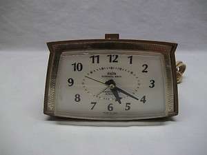 Vintage Retro Westclox Alarm Clock Dialite Brown Gold 330 A  