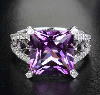 51ct princess cut Amethyst & Diamond Gold Ring 5.12g!  