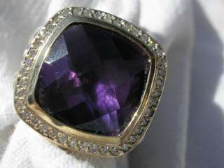   shank Silver DARK Amethyst Diamond ring 7.5 NEW retail $1725  
