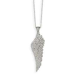 14k White Gold Overlay Angel Wing Necklace  Overstock